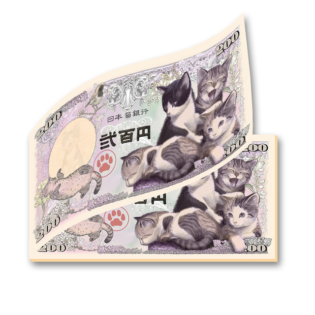 Maneki-neko em "notas" de ¥700 para sorte 2