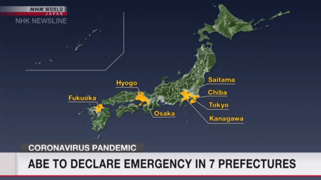7 províncias entram hoje em Estado de Emergência e permanecerão por um mês no Japão 1