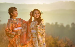 girls, asia, kimono