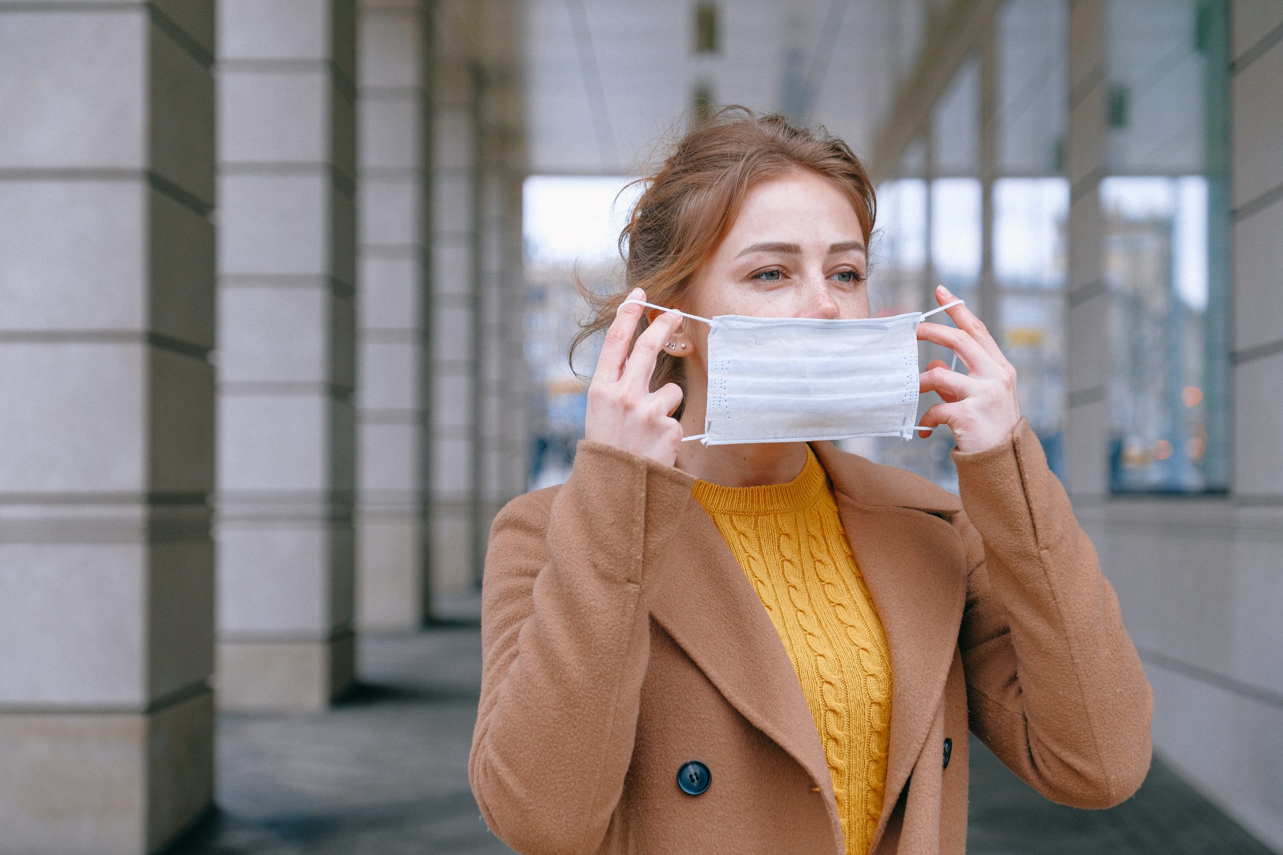 Woman wearing face mask