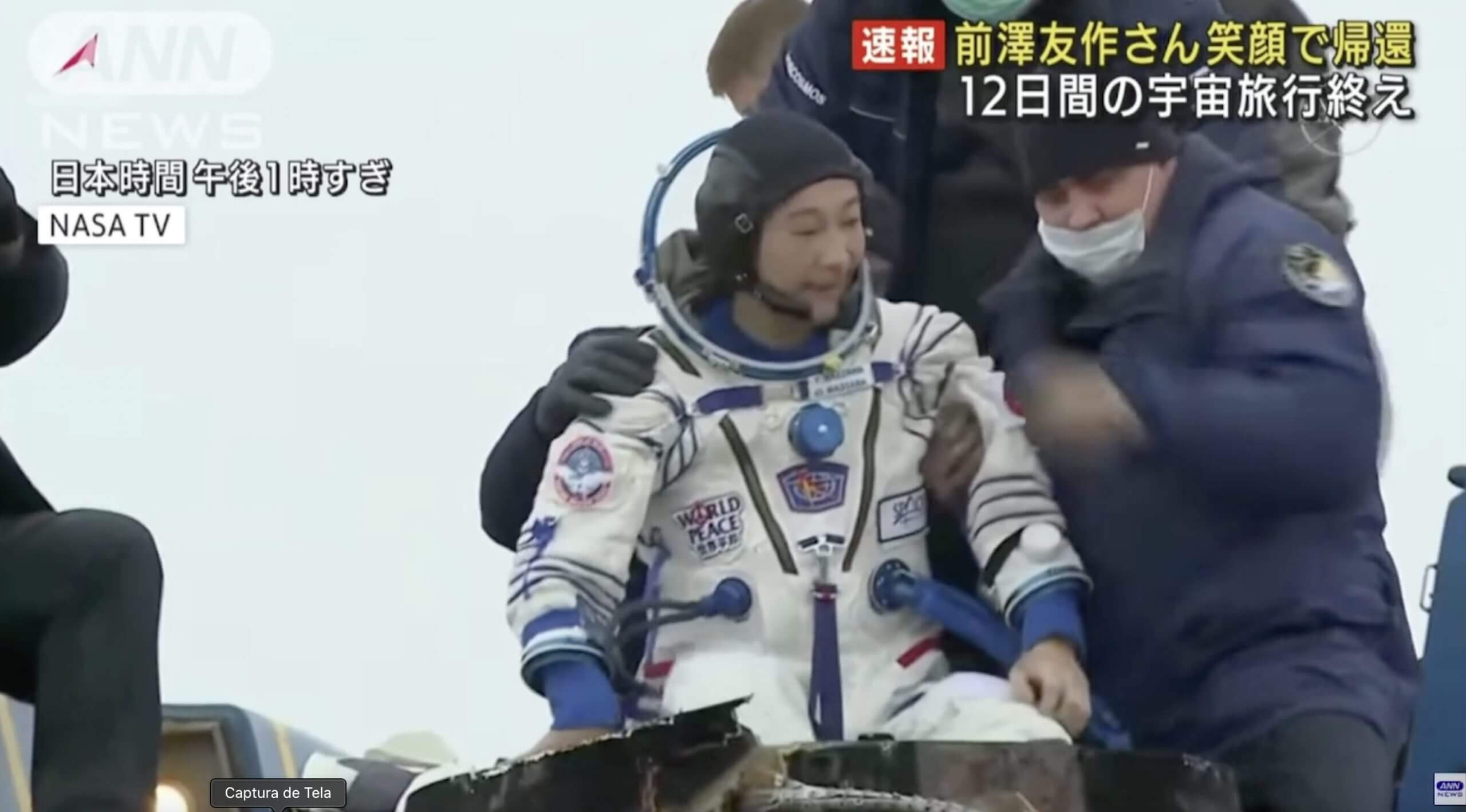 Bilionário japonês, volta do espaço, após 12 dias