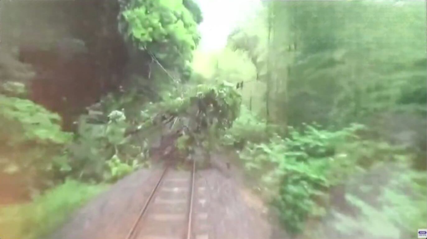 Trem expresso colide com árvore caída nos trilhos no Japão