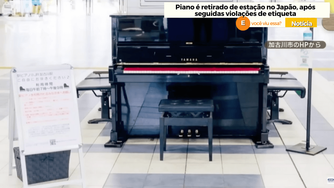 Piano é retirado de estação no Japão, após seguidas violações de etiqueta 