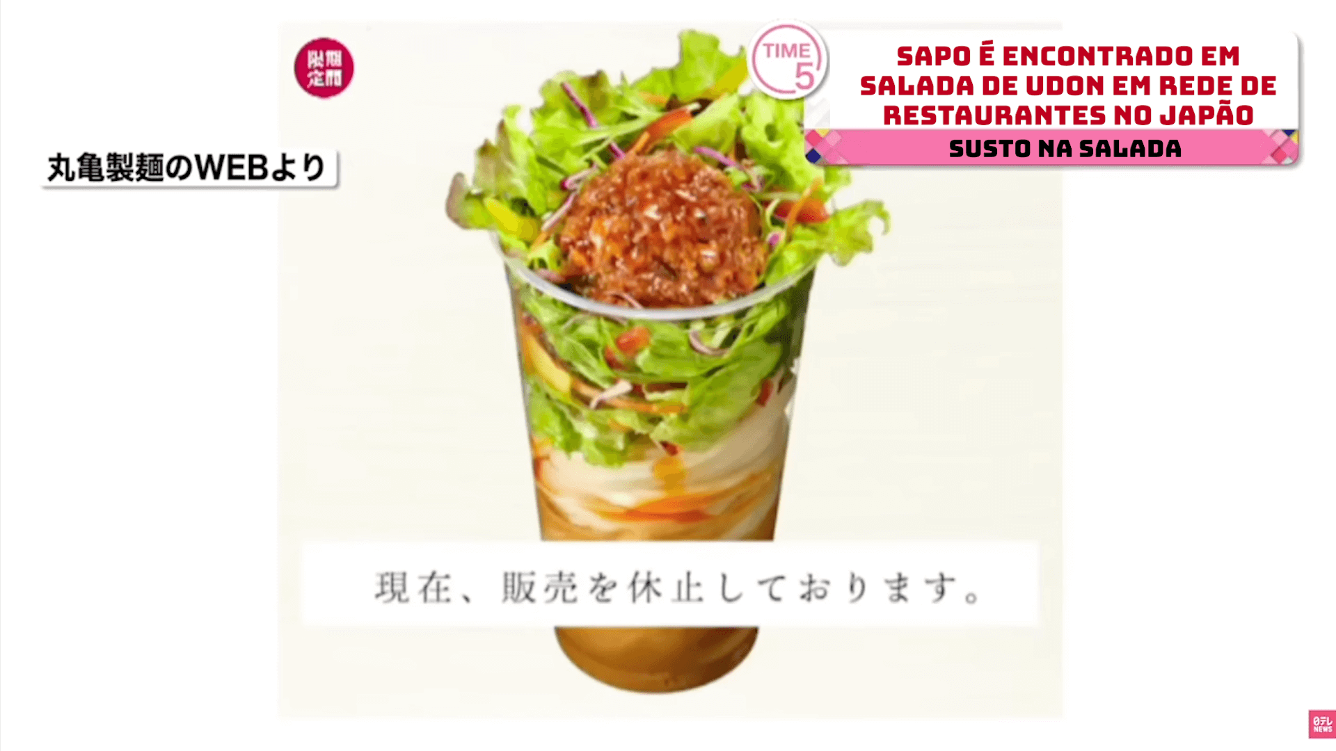 Sapo é encontrado em Salada de Udon em rede de restaurantes no Japão 