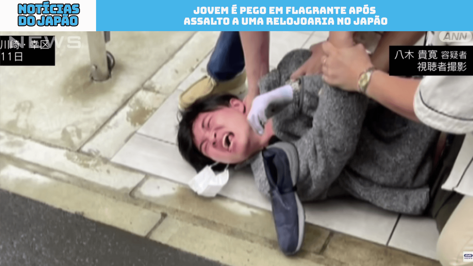Jovem é pego em flagrante após assalto a uma relojoaria no Japão 