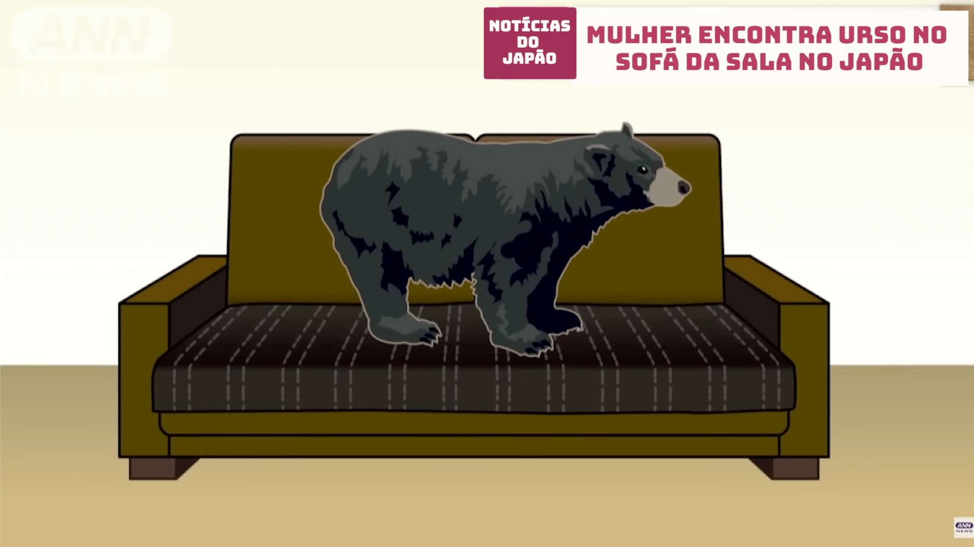 Mulher encontra urso no sofá da sala no Japão 