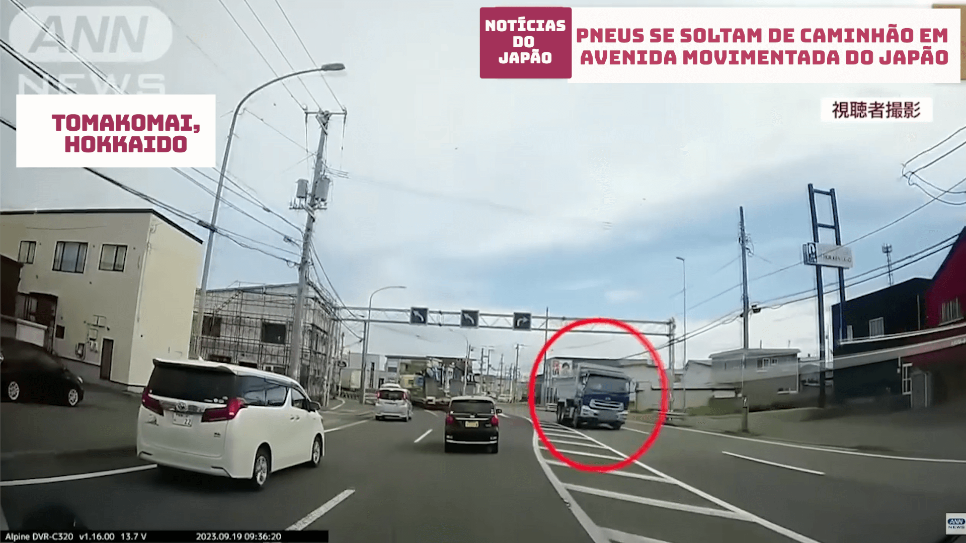 Pneus se soltam de caminhão em avenida movimentada do Japão 