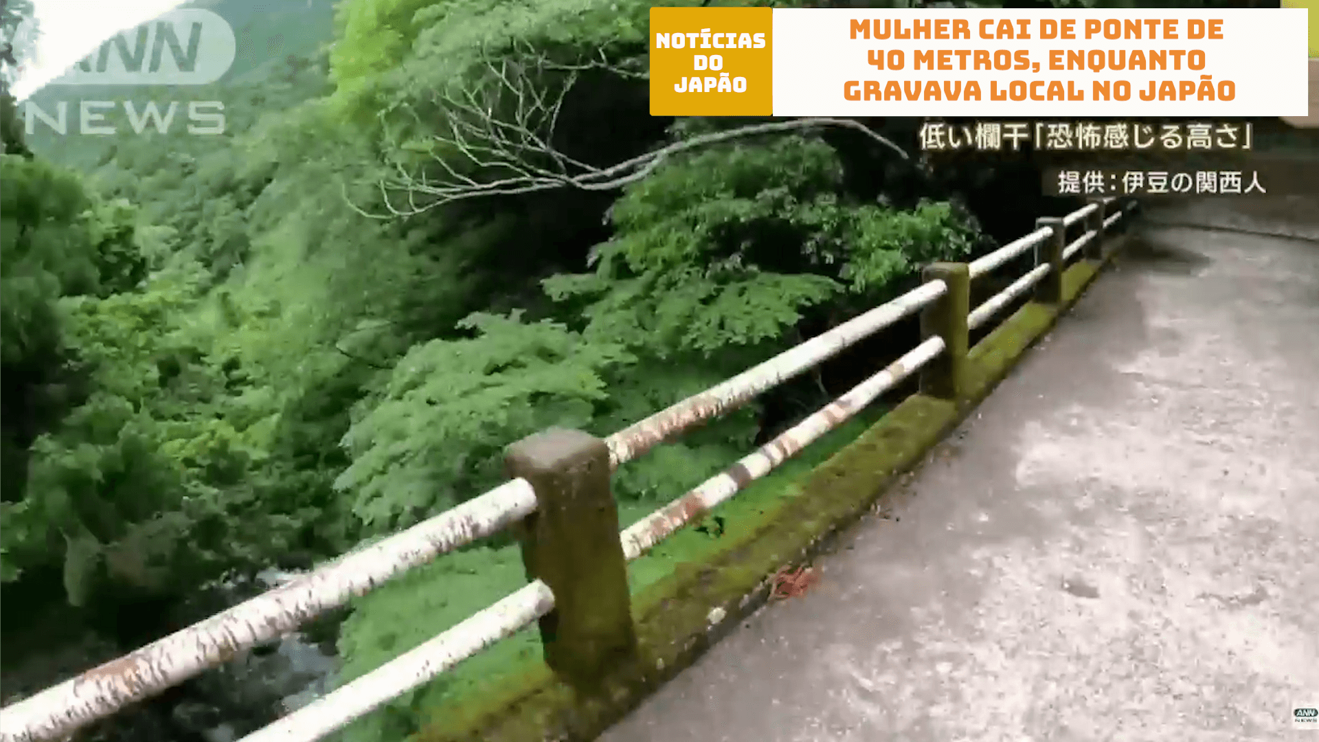 Mulher cai de ponte de 40 metros, enquanto gravava local no Japão 