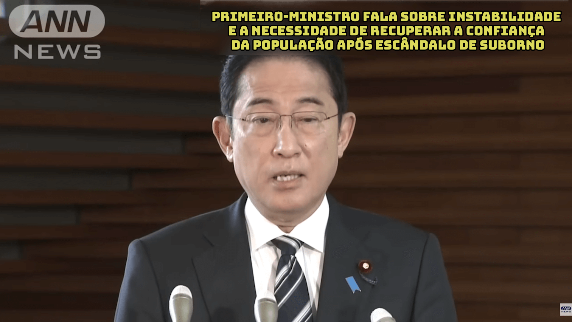 Primeiro-Ministro do Japão fala sobre instabilidade e a necessidade de recuperar a confiança da população após escândalo de suborno