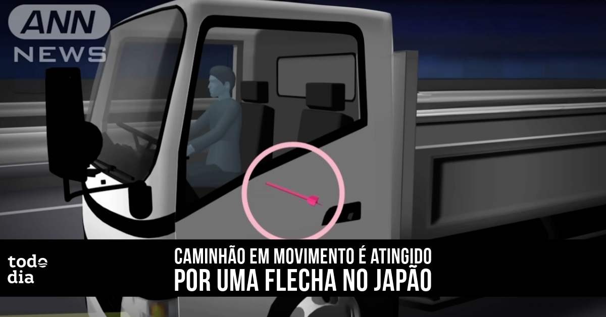 Caminhão em movimento é atingido por uma flecha no Japão 